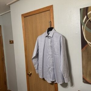 Forsyth of Canada Size 17.5 34/35 w/Stripes Button-Front Long Sleeve Dress Shirt